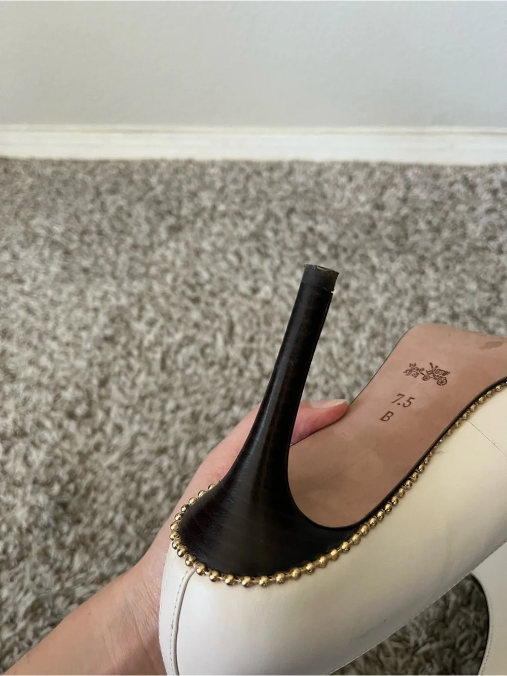 Coach Chalk Tamera Dress Nappa Chain Detail Pump Heels Women's Size 7.5 - Picture 10 of 14